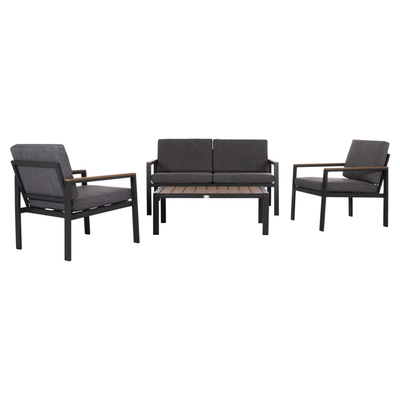 Set salloni kopshti SAFIN HM6278.03, 4 pjesë, alumin me jastëkë olefin, gri e errët