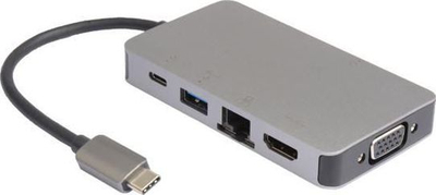 Dok USB-C MicroConnect USB3.1CCOM14, HDMI, VGA, Power Delivery 100W, gri