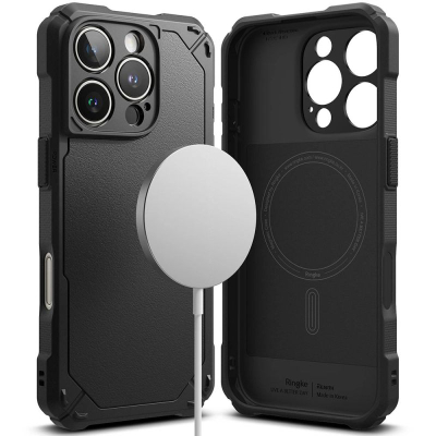 Kuti telefoni Ringke Rugged Gear Magnetic MagSafe, për iPhone 16 Pro, TPU, e zezë