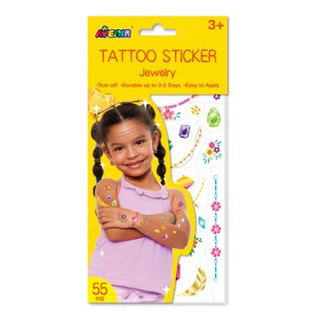 Set tatuazhesh të përkohshme për kalamaj Jewelry Tattoos, me shkëlqim ari dhe argjendi, shumëngjyrëshe