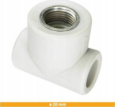 Tee PPR femër 20mm x 1/2", plastike, gri
