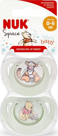 Çupë NUK Space Disney, silikon, 0–6m, set 2 copë, e gjelbër
