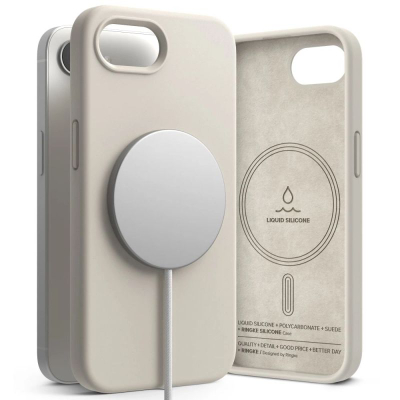 Маска за телефон Ringke Stone за iPhone 16e, силикон, MagSafe, беж