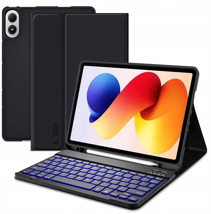 Set mbrojtëse me tastierë Tech-Protect SC Pen, Bluetooth, për Xiaomi Poco Pad M1 Redmi Pad 2 Pro 12.1, i zi