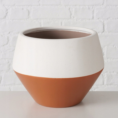 Vazo zbukuruese Boltze Home Marlis, qeramike, 25.5cm, kafe me të bardhë