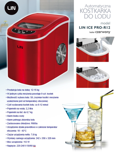 Prodhues akulli Lin Ice PRO-R12, 2.2L, 112W, i kuq