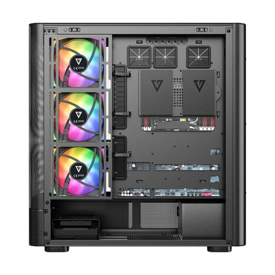 Kuti gaming MODECOM Volcano AQ400 ARGB, MIDI Tower, 4 ventilatorë ARGB, e zezë