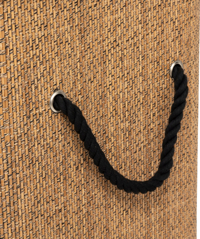 Kosh drejtkëndor rrobash 100L, 52x32x63 cm, Bamboo MDF, kafe me të zezë