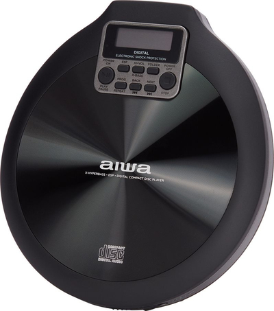 CD player portativ Aiwa PCD-810BK, ESP 120s, memorie 20 këngë, i zi gri