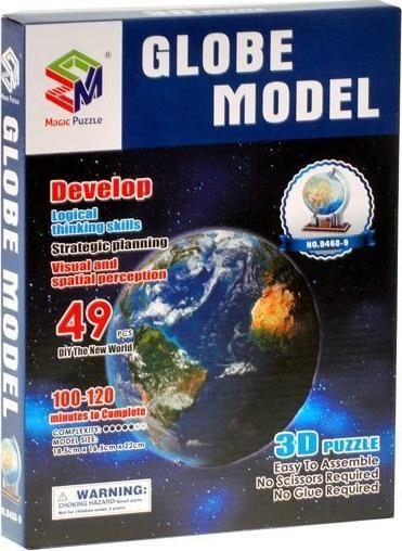 Puzzle glob 3D Globe ZA0936, 49 elemente, edukativ, shumëngjyrësh