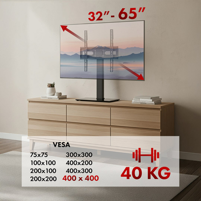 Stativ universal për TV Maclean MC-1240, 32"-65", VESA 400x400, i zi