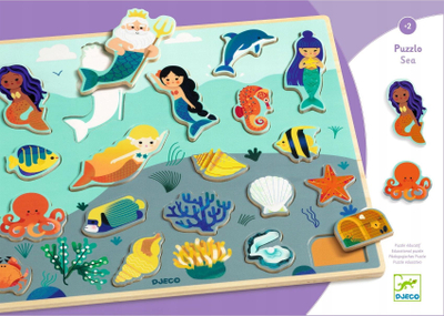 Puzzle druri Djeco Puzzlo Sea, 22 copa, me temë deti, shumëngjyrësh