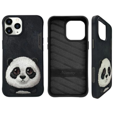 Kapak telefoni Nimmy Big Eyed Pet 2.0 Panda, për iPhone 15 Pro 6.1", hardcase, i zi