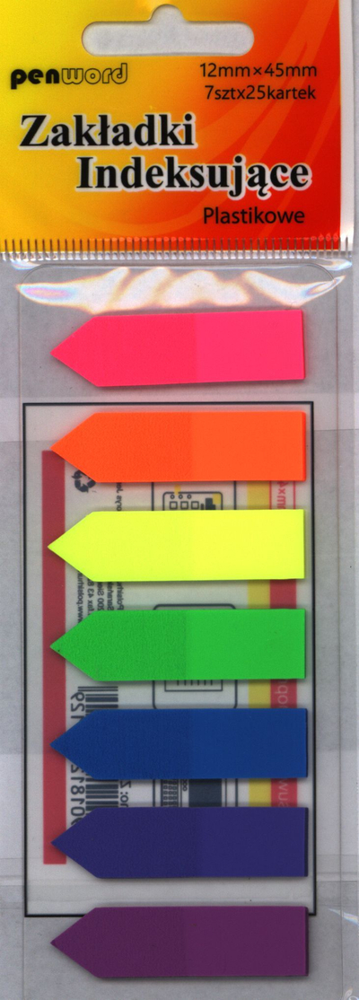 Пластични индексни ливчиња Polsirhurt, 12 x 45 mm, повеќебојни