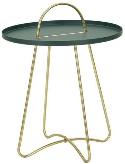 Tavolinë e vogël Grent Small Table, 45x59 cm, ngjyrë jeshile satin, me këmbë të arta