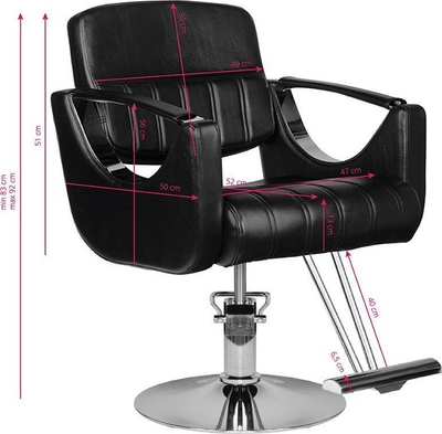 Karrige parukerie Hair System HS52, eko lëkurë, hidraulike, e zezë