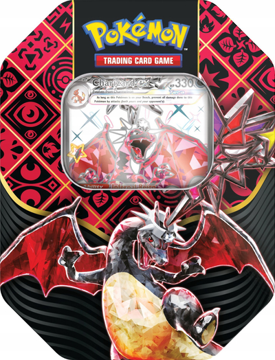 Kuti kartash Pokémon TCG Paldean Fates Tin, Scarlet and Violet 4.5, 4 booster packs, shumëngjyrëshe