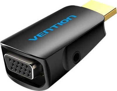 Adapter HDMI në VGA Vention, 1080P, me audio 3.5mm, i zi