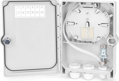 Kuti shpërndarëse optike Digitus FTTH, 6x SC duplex, IP65, e bardhë