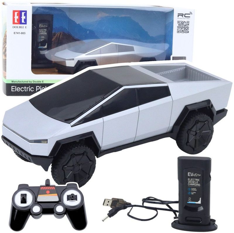 Makina me telekomandë Lean Toys Pickup Truck R C, LED, ngjyrë argjendi