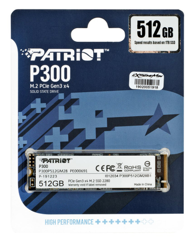 SSD диск Patriot P300 M.2 PCIe x4 NVMe, 512GB