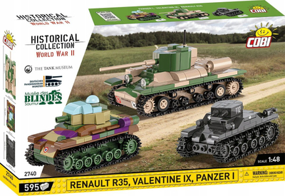 Сет за градење Коби Historical Collection WWII, Рено R35 Валентајн IX Панцер I, 595 парчиња, повеќебојно