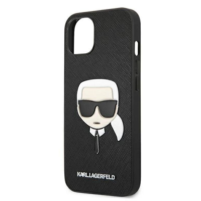 Mbrojtëse telefoni Karl Lagerfeld Karl Head, për iPhone 13 Mini, nga PU Saffiano, e zezë