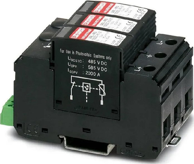 Paratrufe DC Phoenix Contact VAL-MS-T1/T2 1000, tip 1+2, 1000V, e zezë