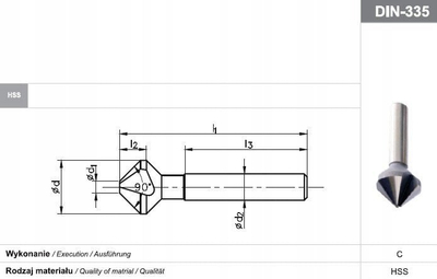 Freze fazetimi Fanar DIN 335C, 30 mm, 90°, HSS