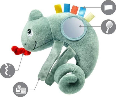 Играчка приврзок за количка BabyOno Камелеон Чарлс, плюш, со огледало, зелена