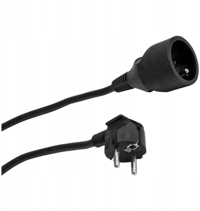Zgjatës elektrik me tokëzim, 3m, IP20, i zi