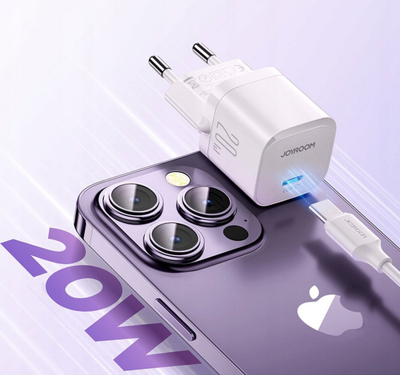 Karikues muri Joyroom JR-TCF02, USB-C PD 20W, kabllo USB-C 1m, i bardhë
