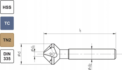 Frezë konike Fanar HSS E 16.5mm, 90°, për metal