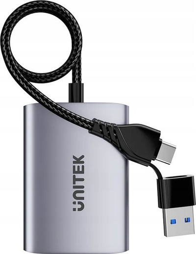 Adapter video Unitek V1427A01, USB C edhe USB A në 2x HDMI, Full HD, gri
