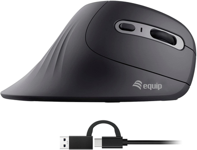 Mouse vertikal me kabllo Equip 245119, ergonomik, USB A USB C, i zi