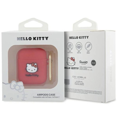 Mbulesë silikoni Hello Kitty CG Mobile për AirPods / AirPods 2, me karabinier, e kuqe