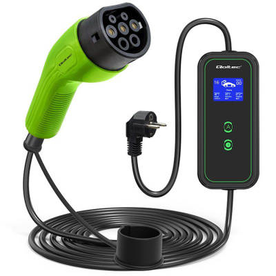 Karikues mobil për makina elektrike Qoltec Type 2, 3.5kW, 230V, jeshil