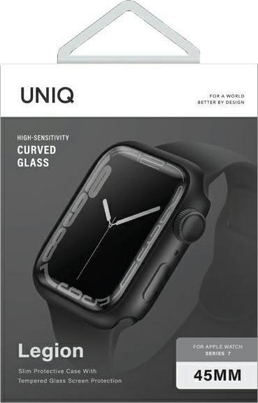 Mbrojtëse ekrani UNIQ Legion për Apple Watch 45mm Series 7, xham i fortë, e zezë