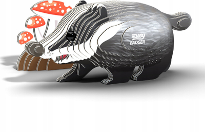 Puzzle 3D Eugy Badger, 35 copë, karton ekologjik, shumëngjyrësh
