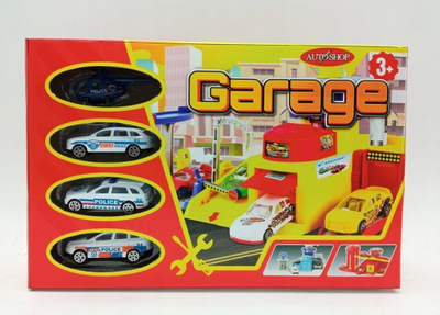 Set garazh lodër Dromader 03131, 4 makina metalike, për kalamaj 3+