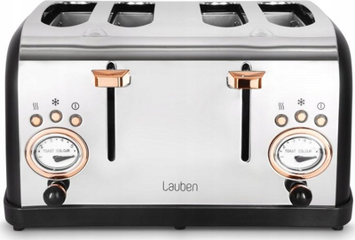 Toster Lauben 4 Slice Toaster 1500BC, 4 feta, 1500W, argjendtë e zezë