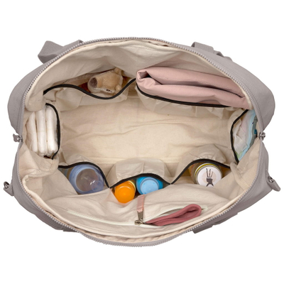 Çantë pelene Lässig Cotton Essential, 26.5L, pambuk organik, taupe