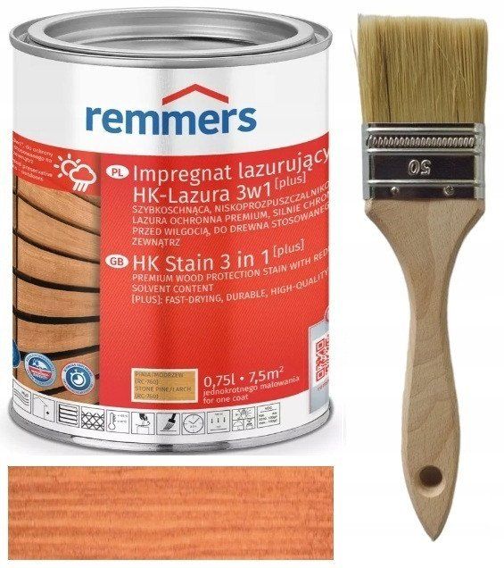 Lazurë druri Remmers HK Lasur 3in1 Plus, 0.75L, për jashtë dhe brenda, ngjyra teak
