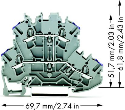 Bllok terminal hekurudhor Wago 2002-2208, 2 nivele, 2.5mm², gri