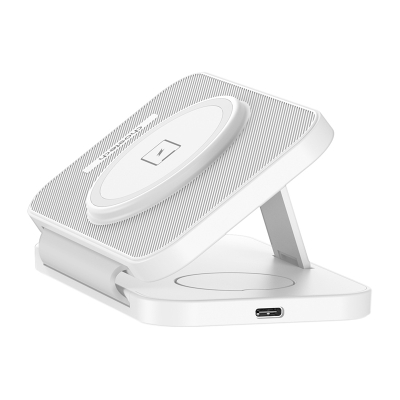 Karikues wireless 3 në 1 Choetech T616 F, magnetik, i palosshëm, i bardhë
