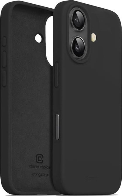 Mbrojtëse telefoni Crong Color Cover për iPhone 16, silikon Liquid, e zezë