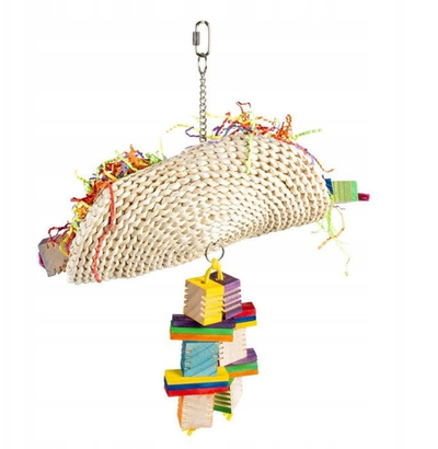 Lodër varëse për zogj Duvoplus Groovy Corn Taco, dru pishe, me blloqe druri, shumëngjyrëshe