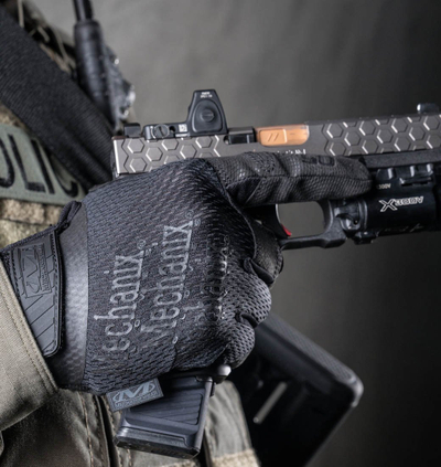 Тактички ракавици Mechanix Wear Pursuit D5, AX Suede, затворање со лента, црни