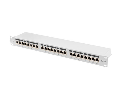Panel patch Lanberg PPSA-1024-S, 24x RJ-45 Cat.6A, 1U 19", gri