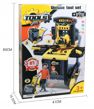 Karrocë lodrash Beta Tools, set veglash pune 3 në 1, gri verdhë